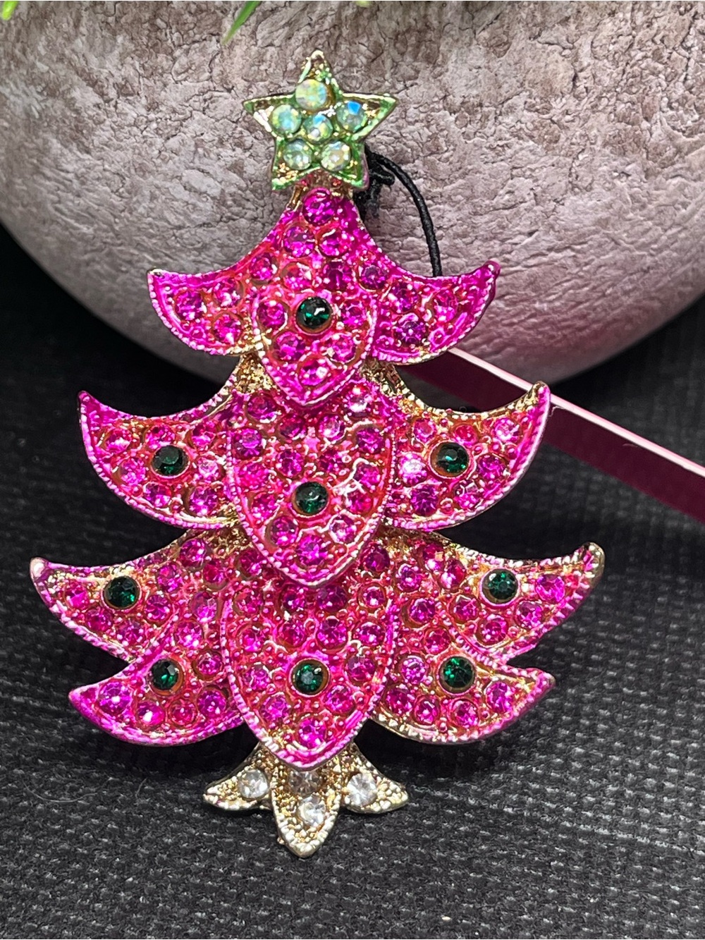 Betsey Johnson PINK Christmas Tree PENDANT ONLY - NO CHAIN  in Gold NWT #A
